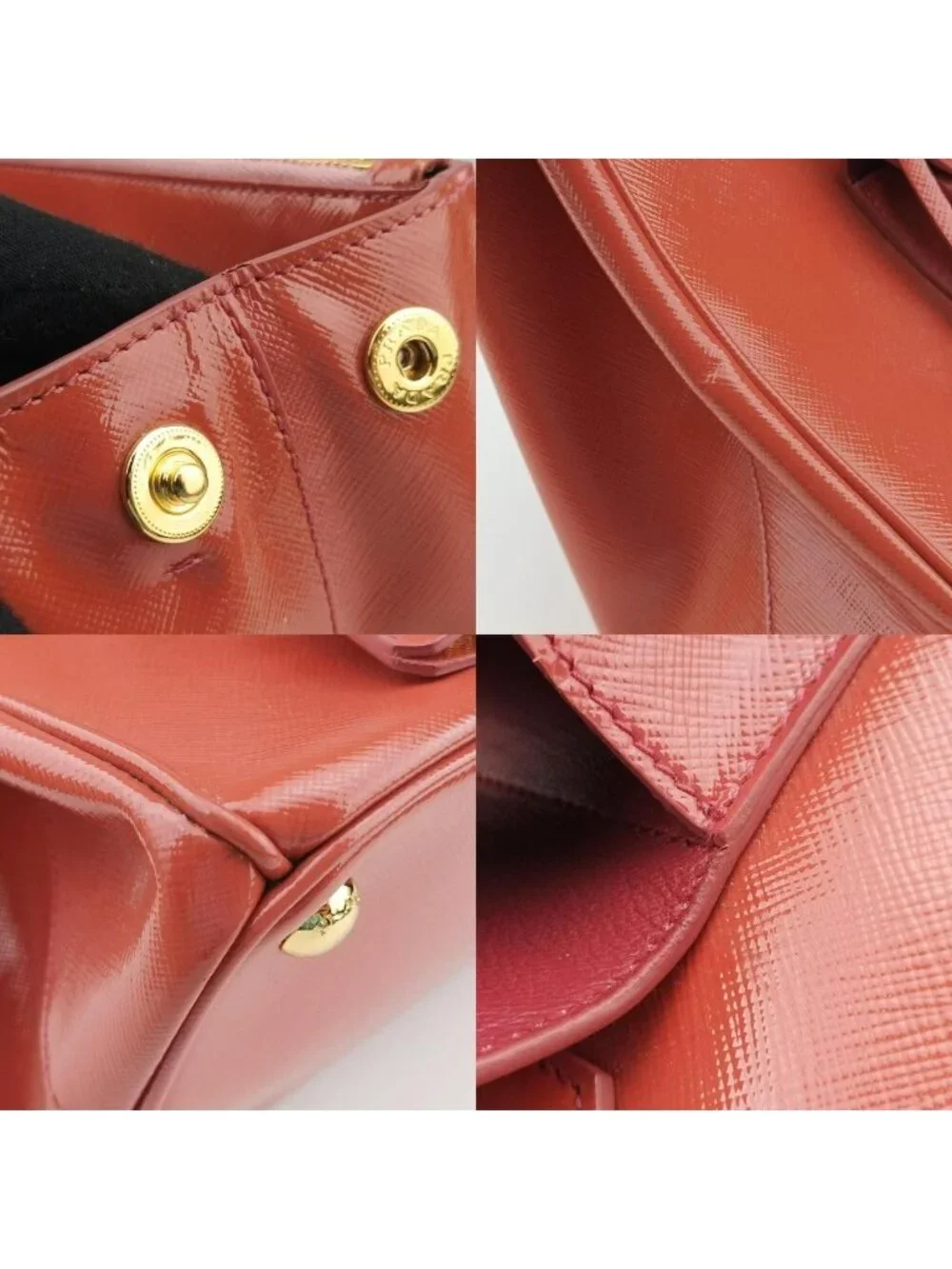 Prada Galleria Front Pocket Orange Patent 14 Shoulder Bag